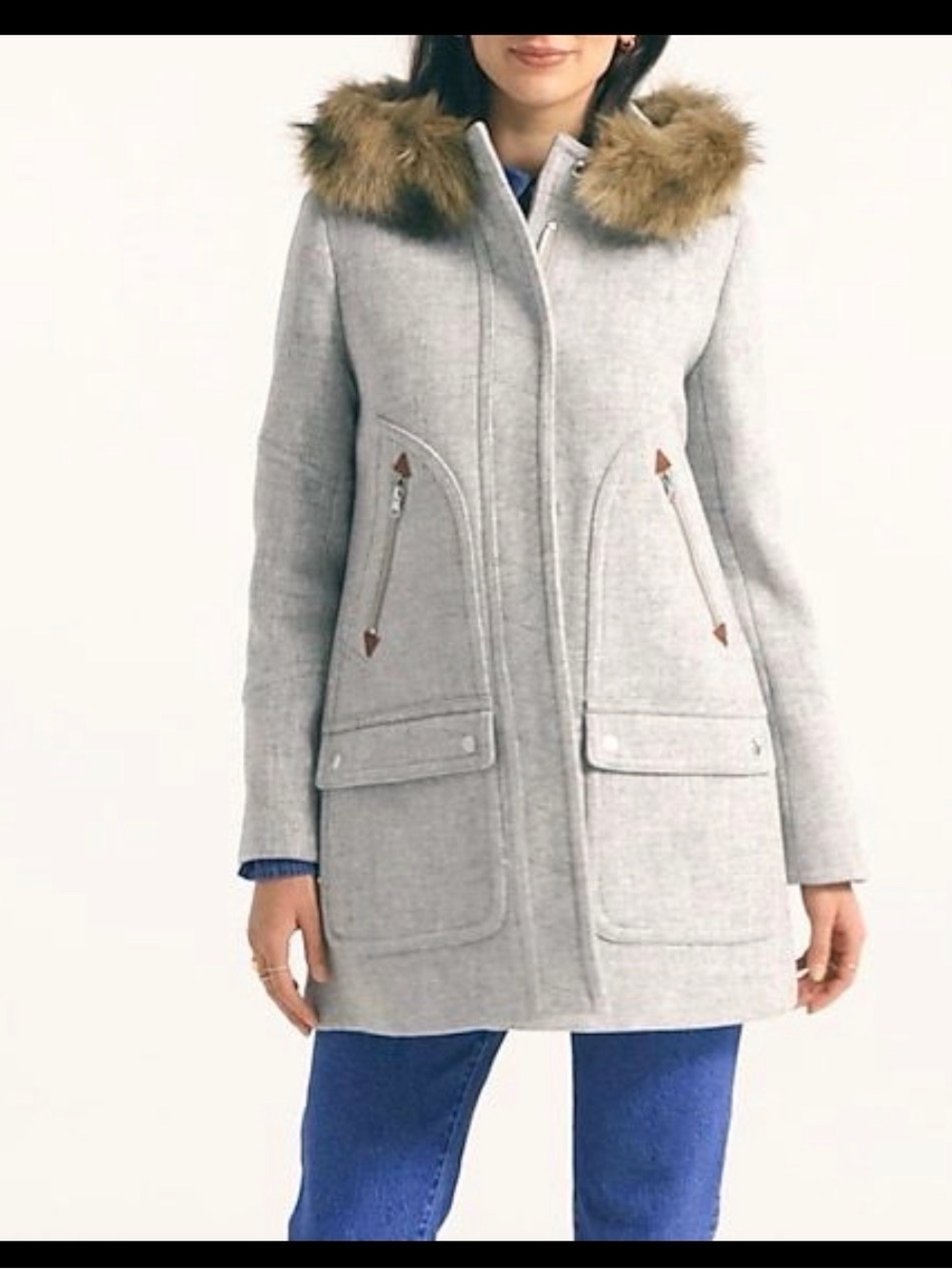 J.Crew Chateau Parka Italian Stadium Cloth Wool Heather Dusk Size 6, NWT